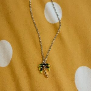 Enamel necklace with palm tree charm